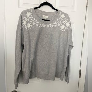 Lucky Brand Embroidered Gray Sweatshirt